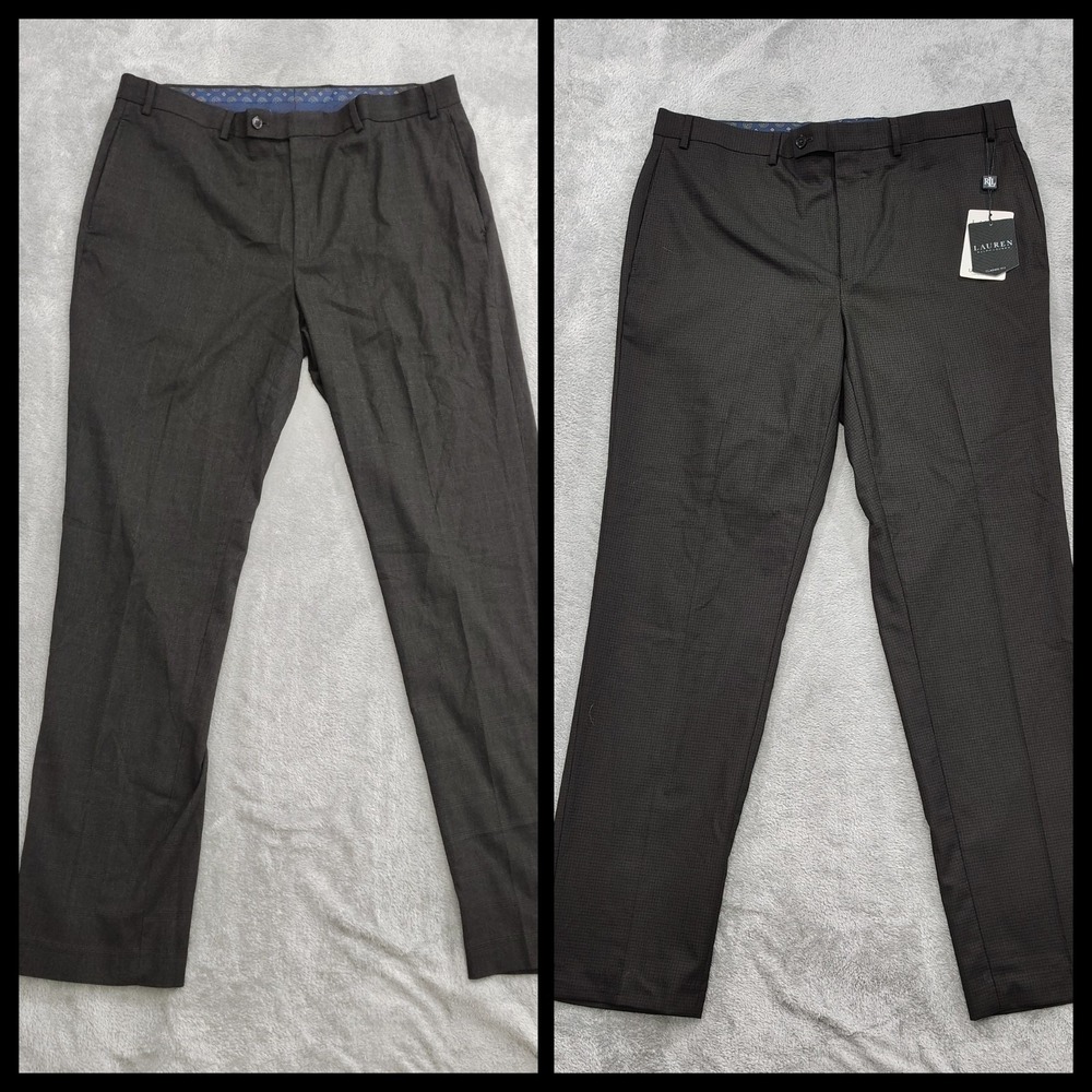 LOT (2) LRL Pants‎ Mens 38x34 (1 NEW) Ralph Lauren Black Label Dark Brown Plaid